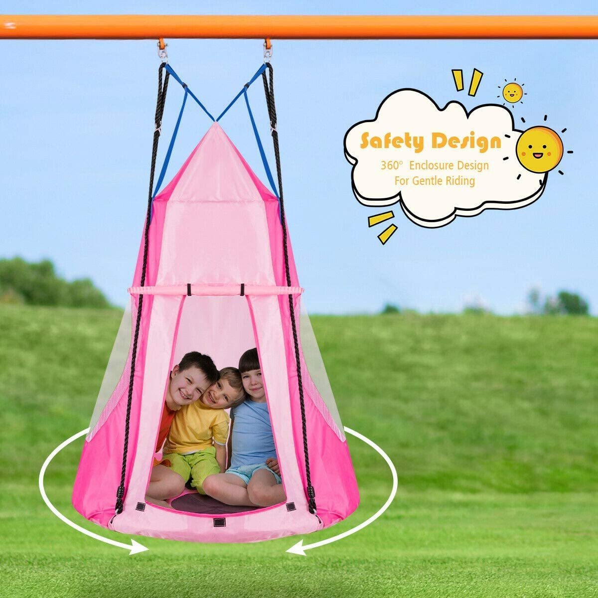 BODI Hot Sale 2 in 1 Kids Detachable Hanging Chair Swing Tent Set Hammock Nest Pod Hanging Swing Seat for Boys/Girls