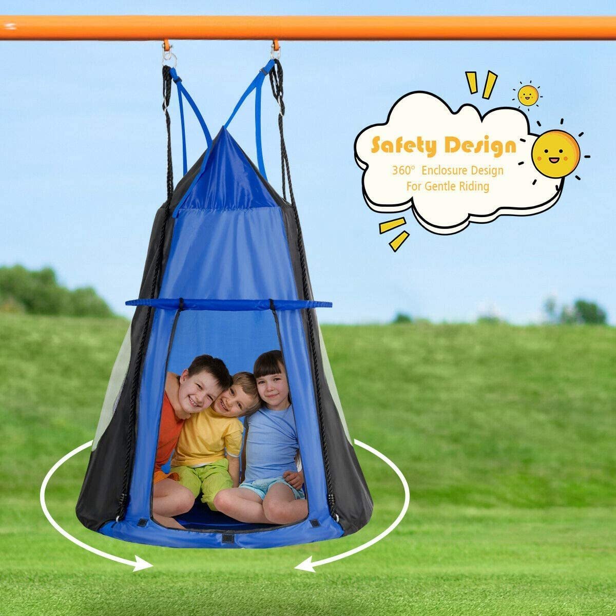 BODI Kids Hanging Chair Swing Tent Set 1-2 Kids Outdoor Home Mosquito Net Parachute Hammock Camping Hanging Sleeping Bed