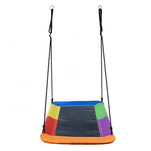 BODI Giant Platform Swing for Kids Adults Children Rope Tree Colorful Rectangle Swing Saucer Large Tree Swing