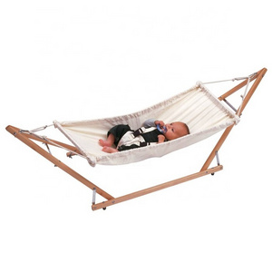 BODI  canvas portable baby cradle swing wooden baby hammock with stand