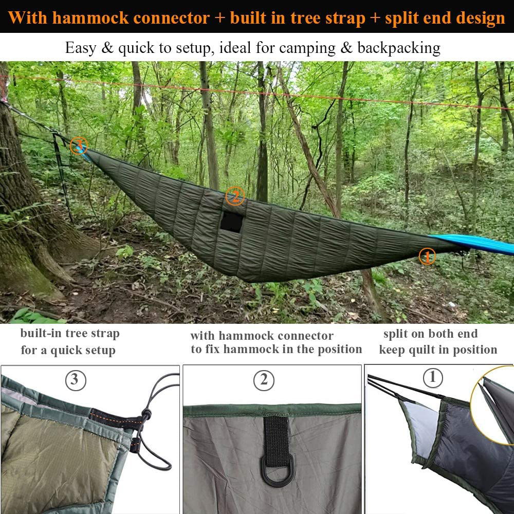 BODI Hammock Underquilt for Single & Double Hammock Full Length Big Size Under Quilts for Hammocks 4 Season Camping Backpacking