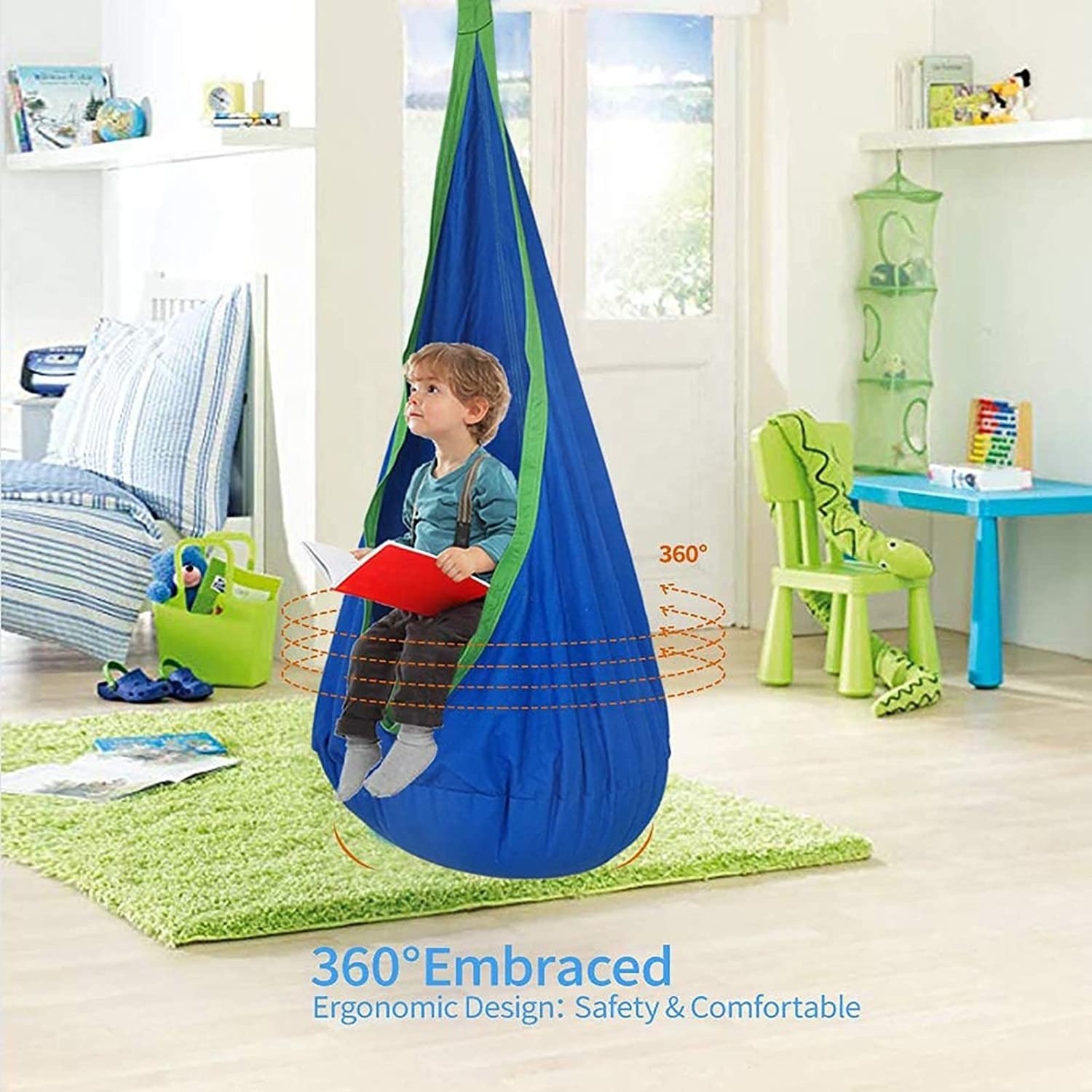 BODI Indoor Outdoor Hanging Hammock Nest Kids Pod Swing Seat Hammock Chair