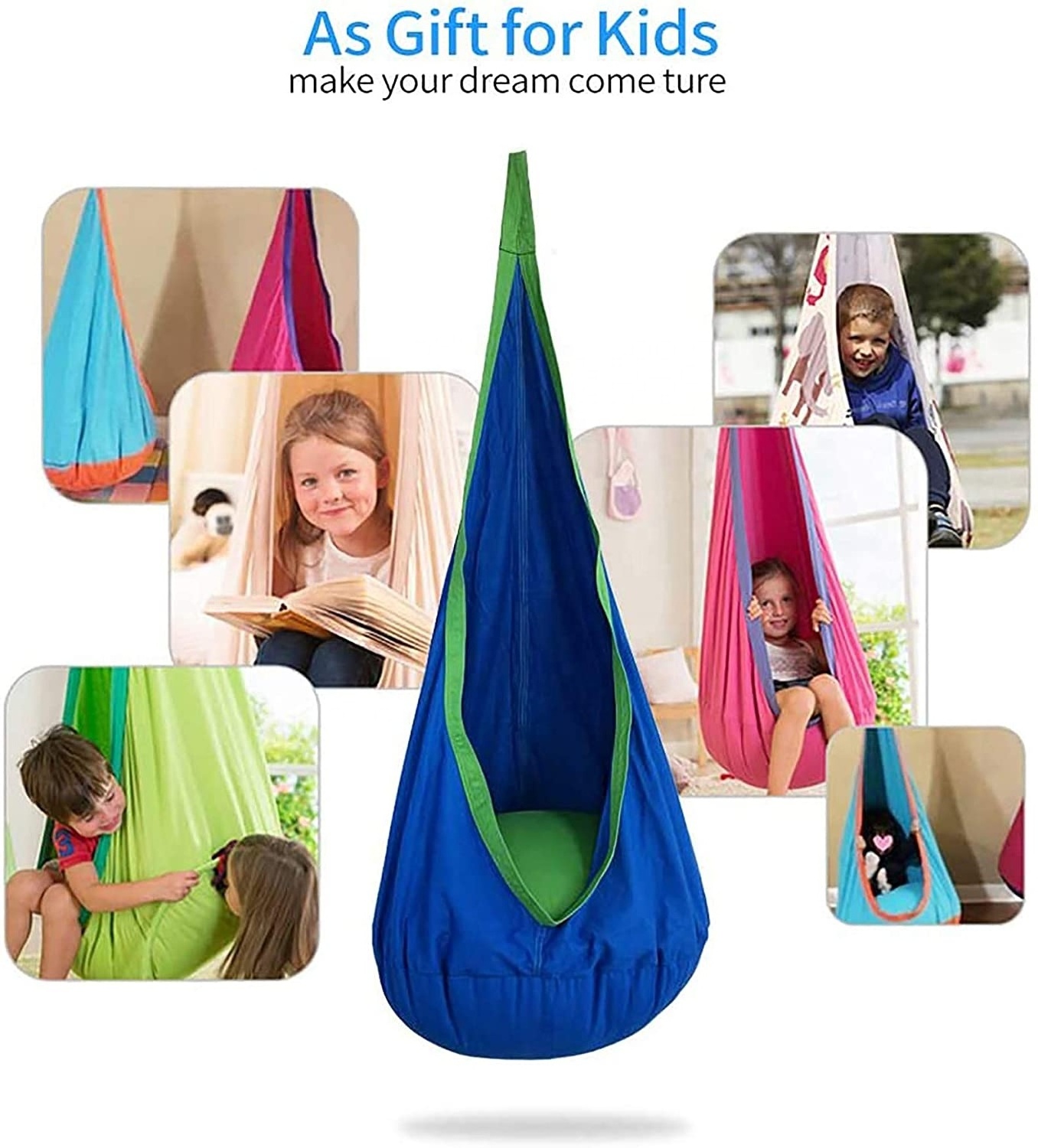 BODI Indoor Outdoor Hanging Hammock Nest Kids Pod Swing Seat Hammock Chair