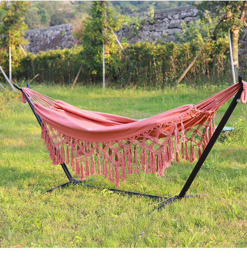 BODI Boho Pink Canvas Rope Macrame Hammock Brazilian Style Handmade Hammock Hanging Swings