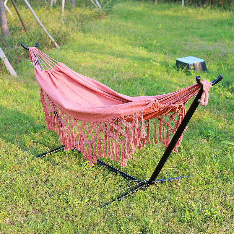 BODI Boho Pink Canvas Rope Macrame Hammock Brazilian Style Handmade Hammock Hanging Swings