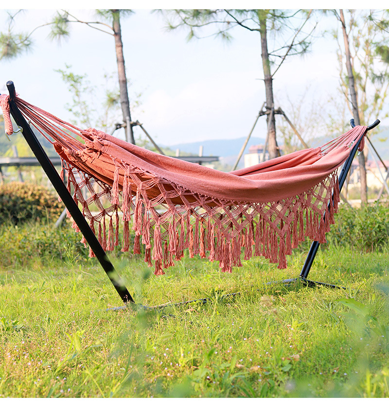 BODI Boho Pink Canvas Rope Macrame Hammock Brazilian Style Handmade Hammock Hanging Swings