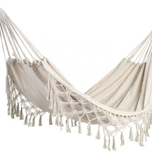 BODI Portable Boho Macrame Canvas Macrame Swing Hanging Camping Tassels Fringe Travel Cotton Rope Hammock