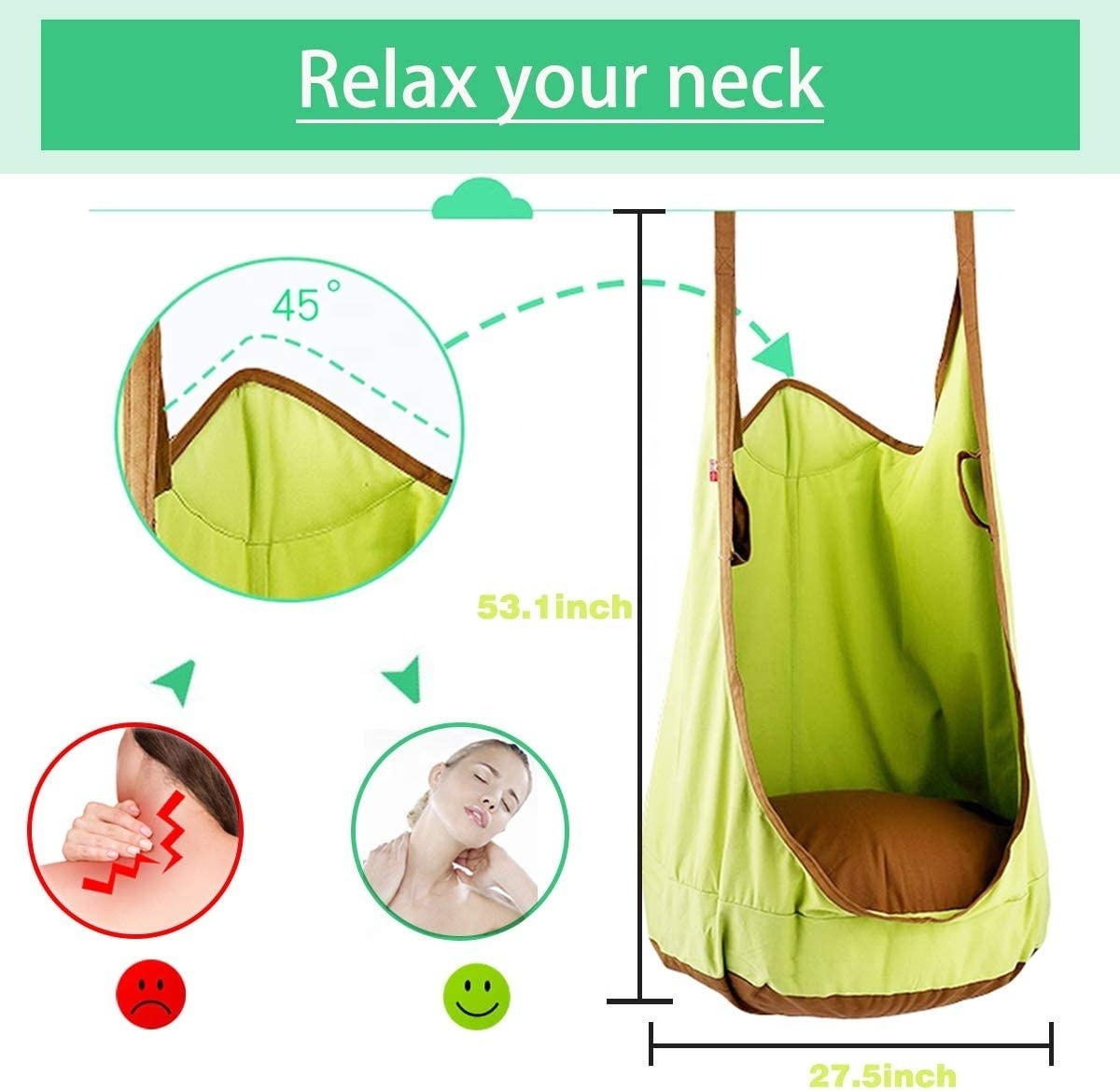 BODI Frog Folding Hanging Pod Swing Seat Indoor and Outdoor Hammock for Children to Adult