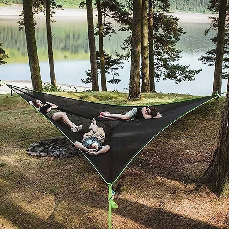 BODI Multi Person Portable 3 Point Camping Hammock Giant Aerial Camping Hammock Tree Houase Air Sky Tent