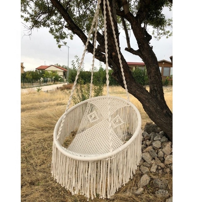 BODI Beach House Coastal Home Decor Furniture Boho Wedding, tree Porch, hanging chair Handmade Macrame Swing Hanging Chair