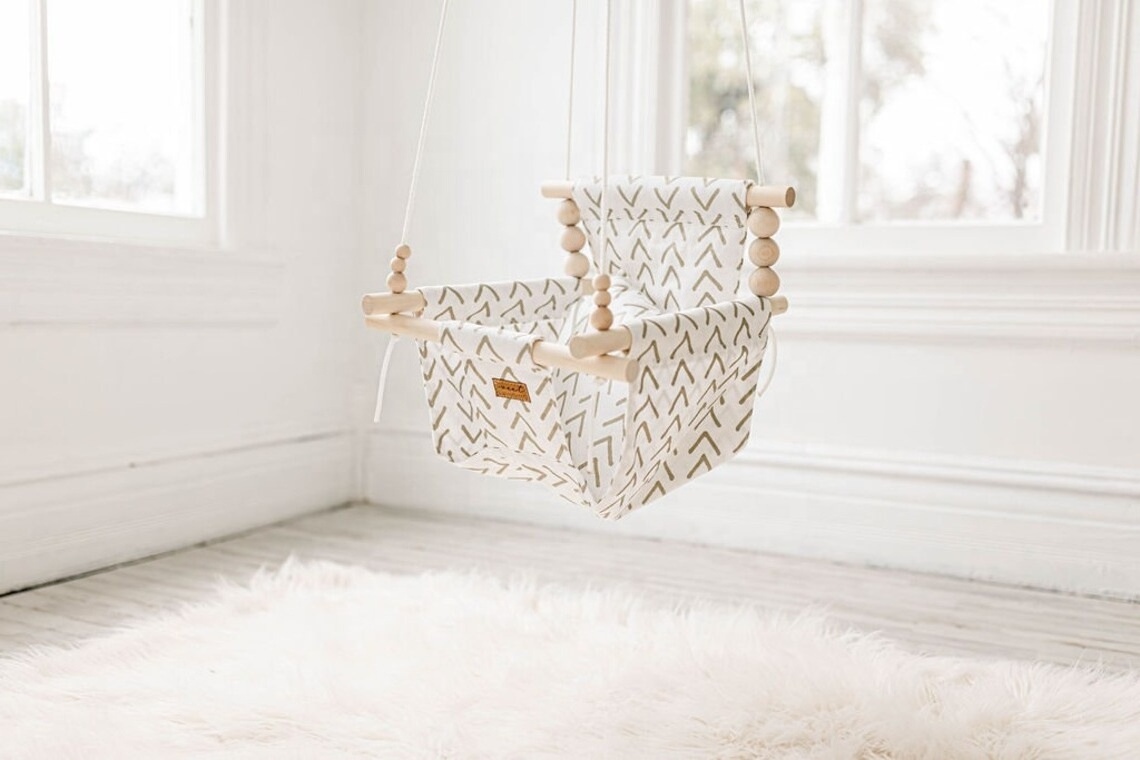 BODI baby shower gift indoor toddler baby wood swing