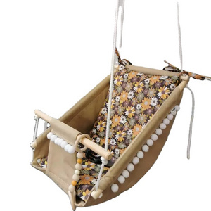 Porch swing hammock set wooden swing Indoor Outdoor Brown cotton swing chair, Swing set, Baby shower gift tree swing