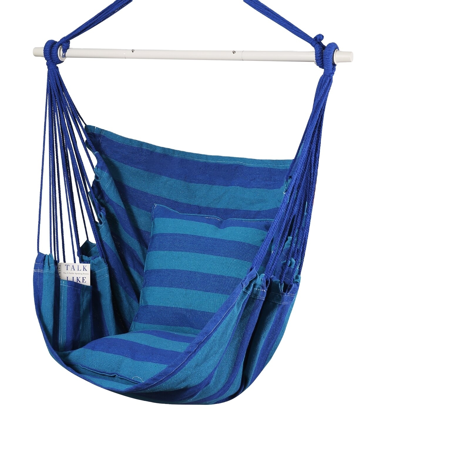 Hammock Chair Hanging Rope Swing - Max 500 Lbs - 2 Cushions Included - Steel Spreader Bar with Anti-Slip Rings