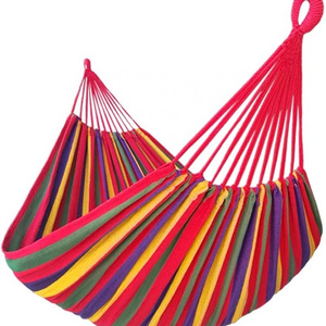 Eco-friendly Rainbow  Cotton Soft Portable Wooden Stand Canvas Swing Outdoor Camping Hammock