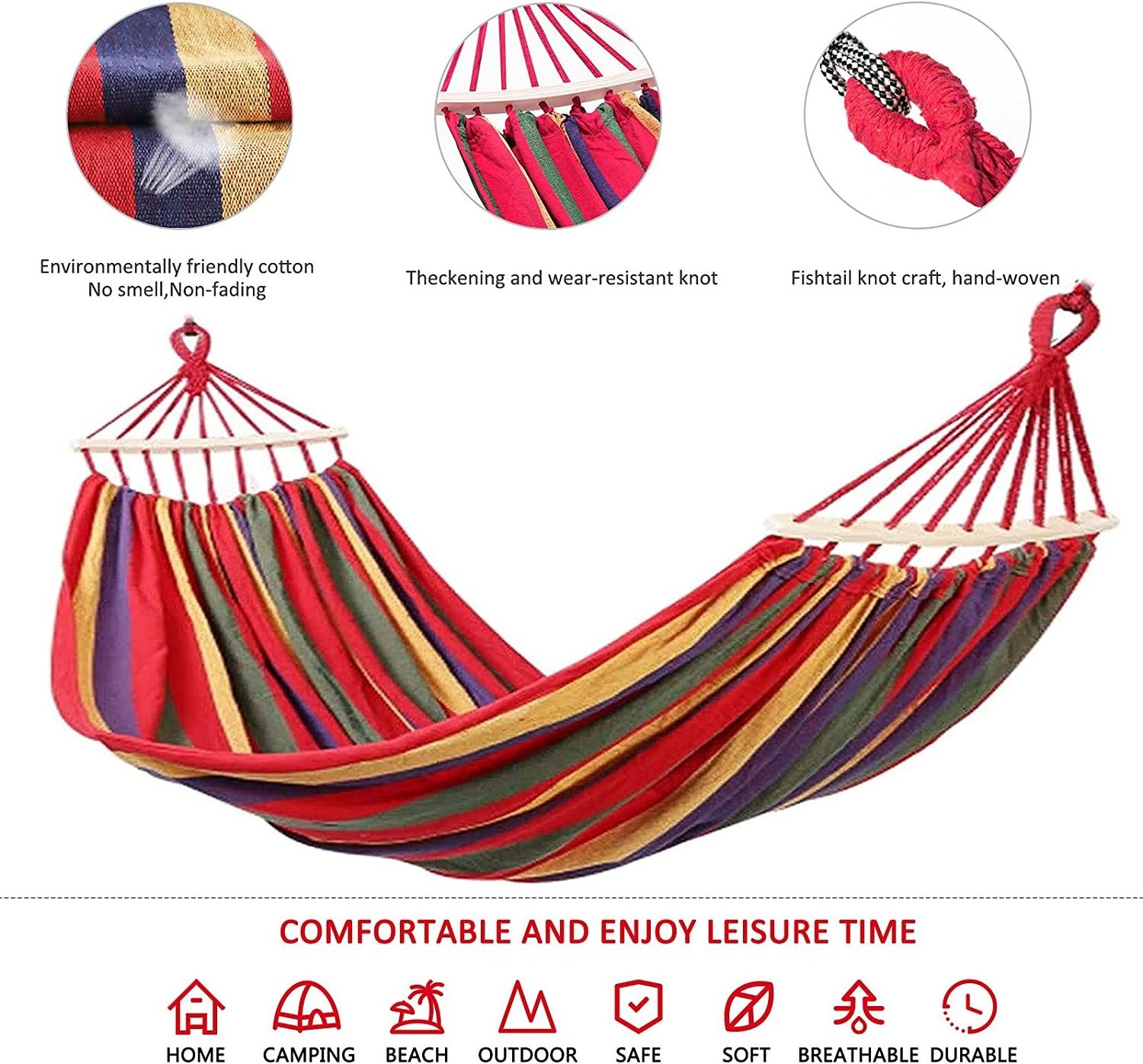 BODI New Design 2 Person Cotton Canvas Hammock Portable Camping Hammock with Carrying Bag