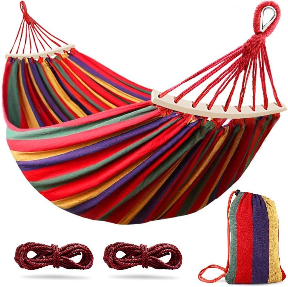 BODI New Design 2 Person Cotton Canvas Hammock Portable Camping Hammock with Carrying Bag