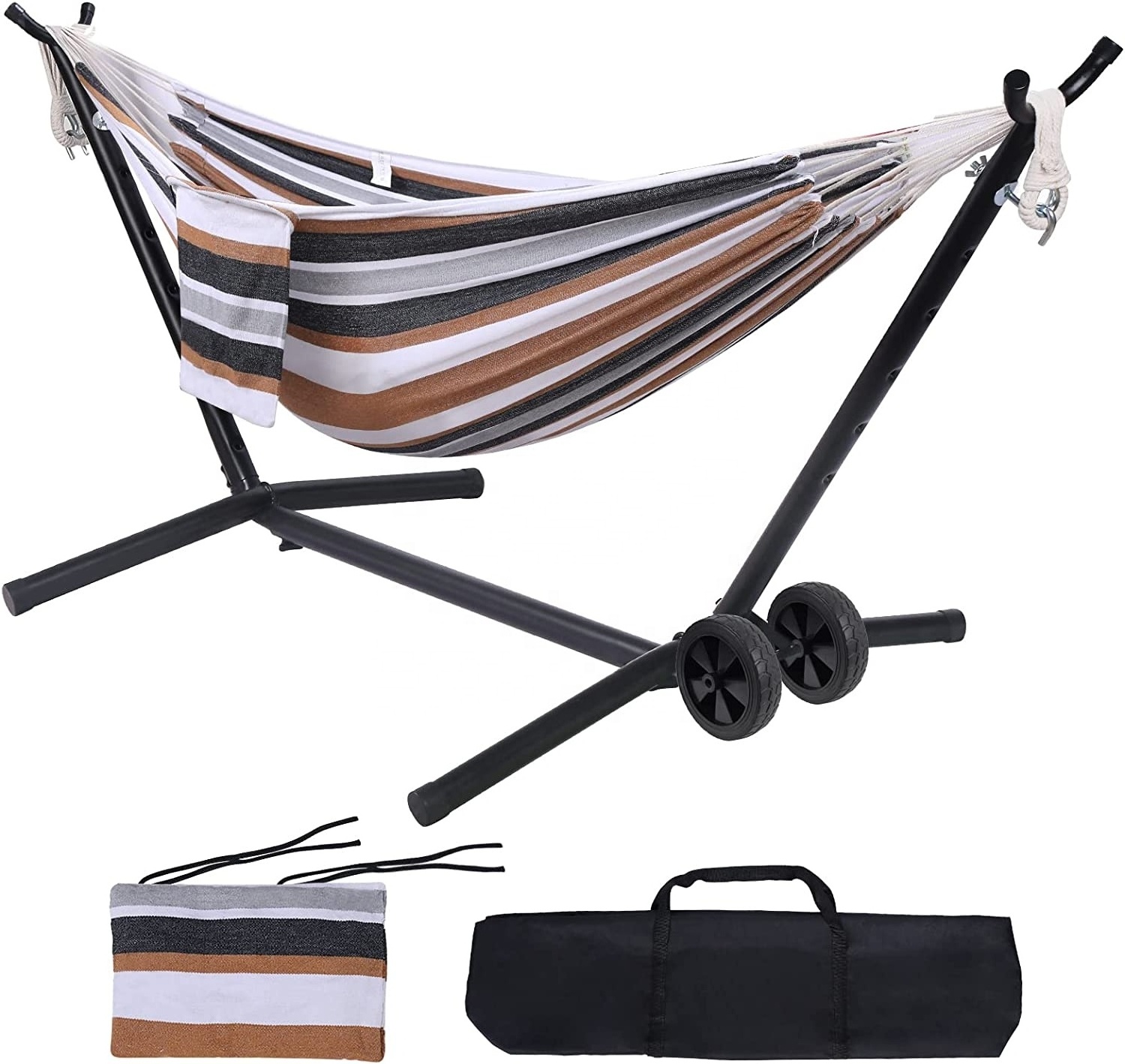 BODI  Portable Hammock with Stand Included Double Outdoor Steel 2 Person Amacas con Base with Wheels 450 lb Capacity