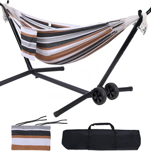 BODI  Portable Hammock with Stand Included Double Outdoor Steel 2 Person Amacas con Base with Wheels 450 lb Capacity