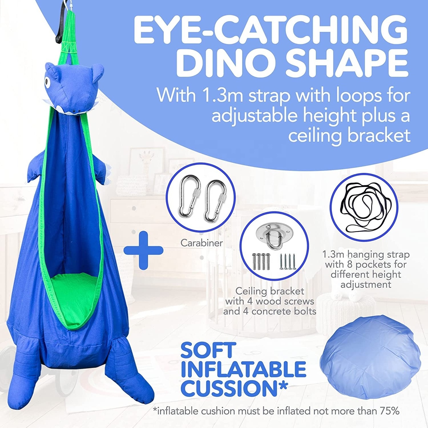 BODI Hanging Nest, Dinosaur Pod Swing, Comfortable Sensory Swinging Chair for Fun