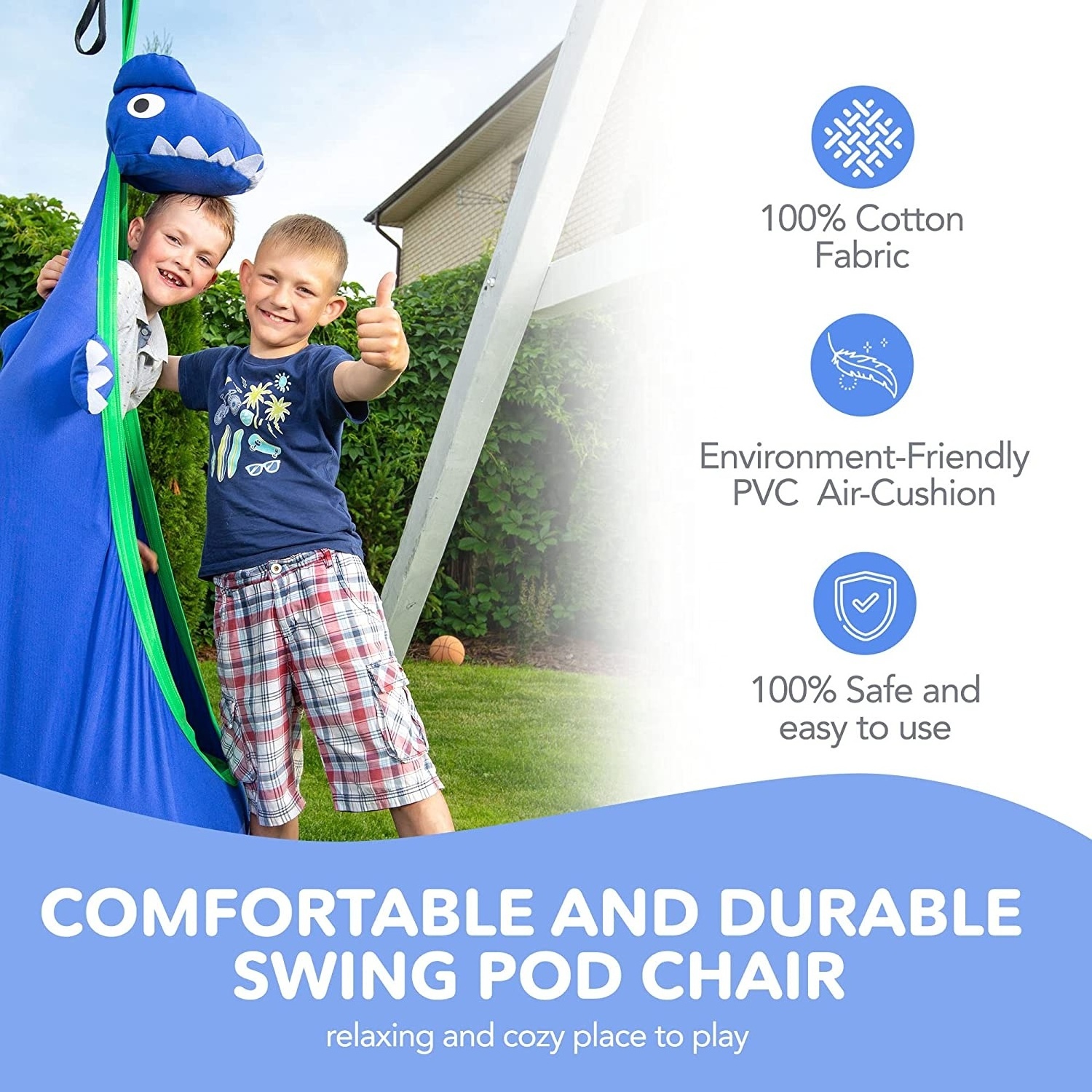 BODI Hanging Nest, Dinosaur Pod Swing, Comfortable Sensory Swinging Chair for Fun