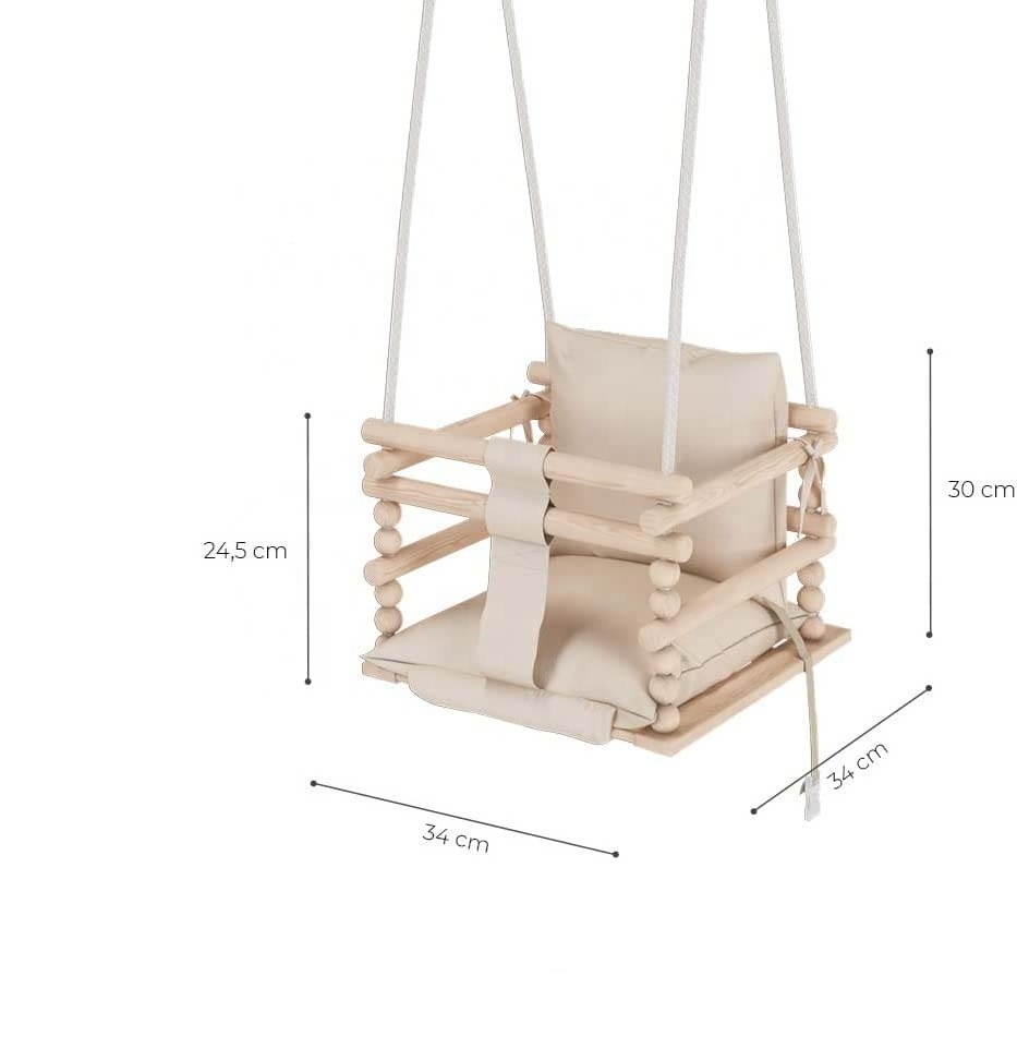 BODI  Indoor Outdoor  3 in 1  Wooden Swing for Children Baby Toddler Swing Seat With safe belt Pillow