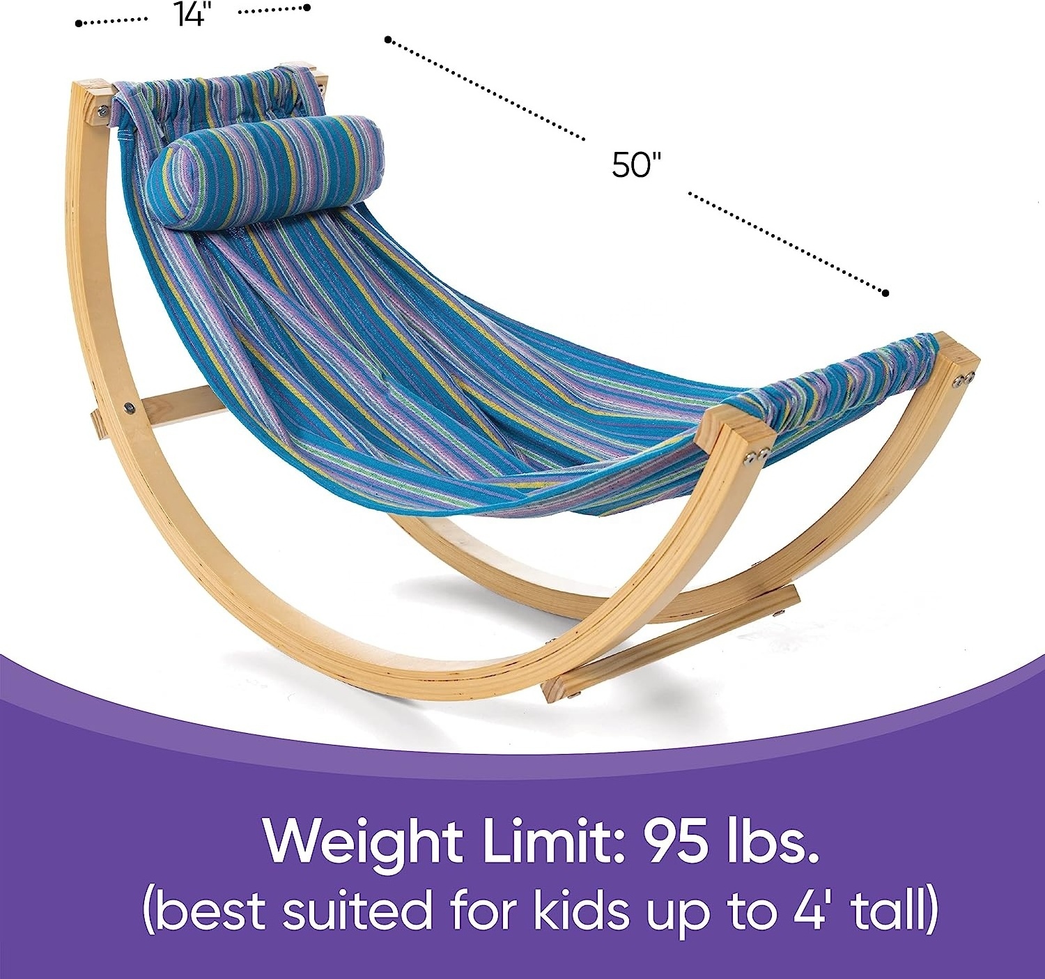 BODI Lightweight Rocking Floor Hammock Kids Wooden Curved Stand