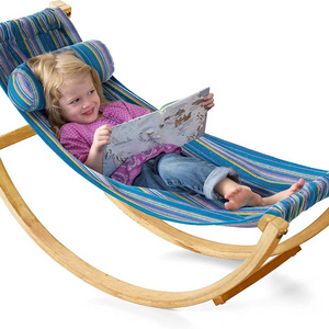 BODI Lightweight Rocking Floor Hammock Kids Wooden Curved Stand