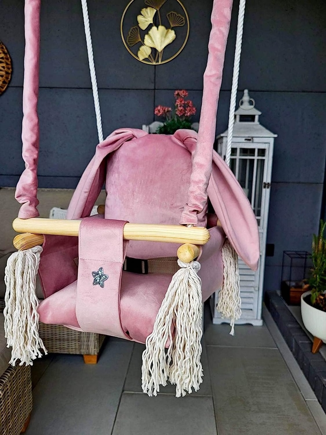 BODI  LoveGifts Bunny Swing Seat Baby Swing Indoor Wooden Toddler Swing