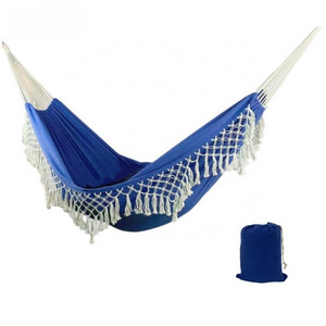 BODI dropshipping indoor cotton tassel hammock bed for 2 double adults Boho double swing free standing hammock