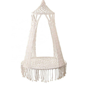 BODI Cream Boho Cotton-Blend Hammock Swing Chair round cotton home swing & hammock chair hammock chair hanging rope swing