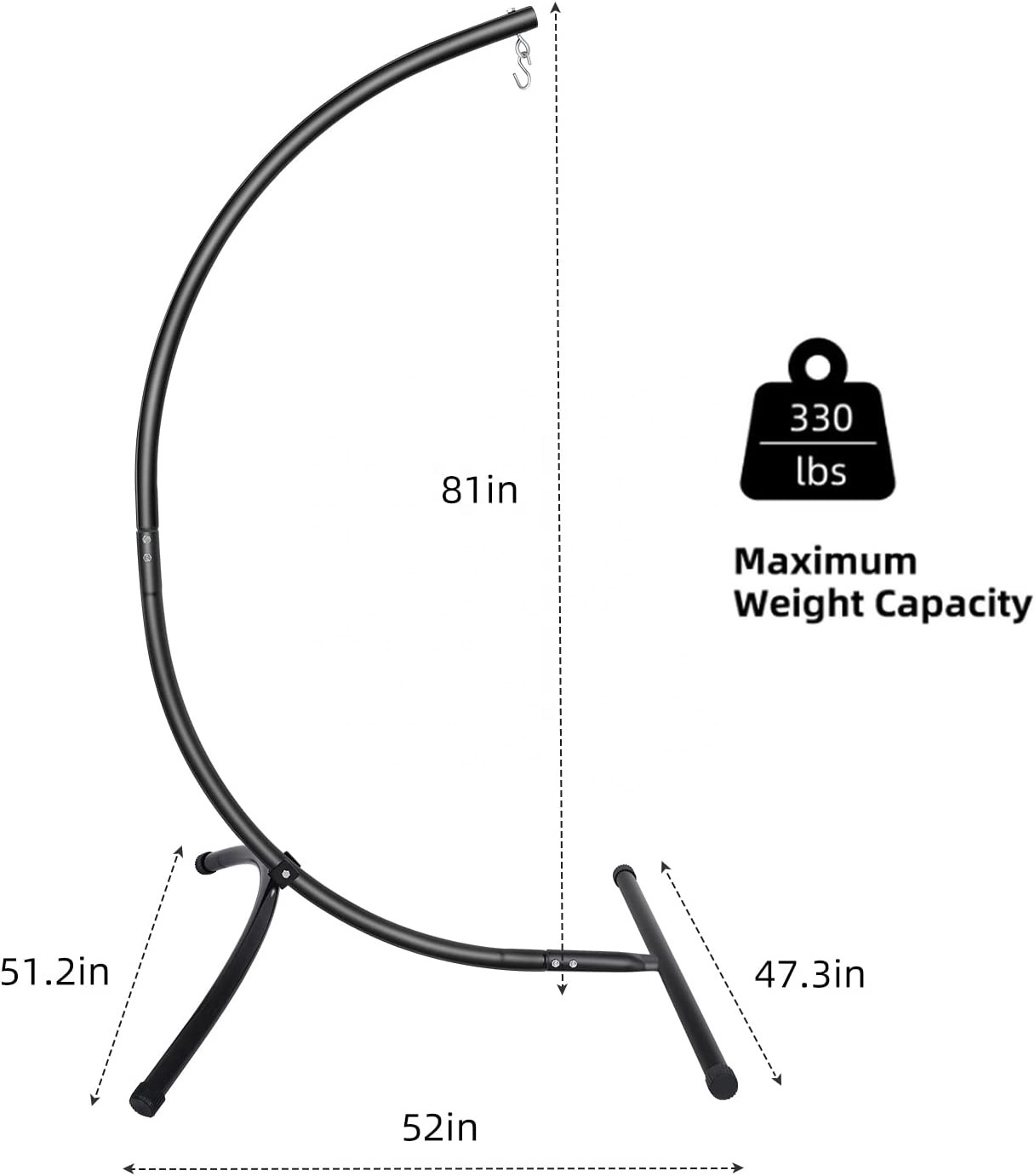 BODI  Hammock Chair Stand Only, C Stand for Indoor Outdoor Hanging Egg Swing Chair, Max Load 330 LBS