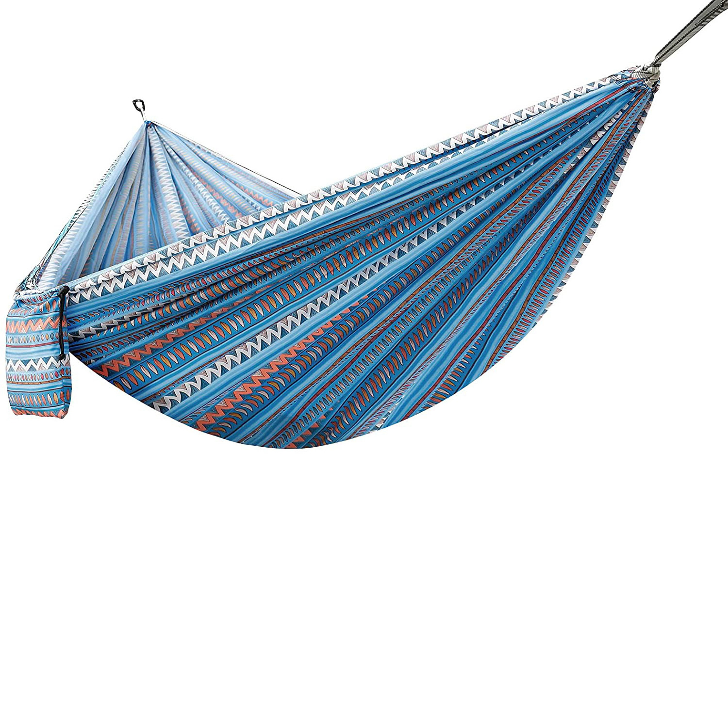 BODI Outdoor and Indoor 2 Person Bohemian Style 210T Nylon Camping Ultralight Hammock with Tree Ropes and Carabiners