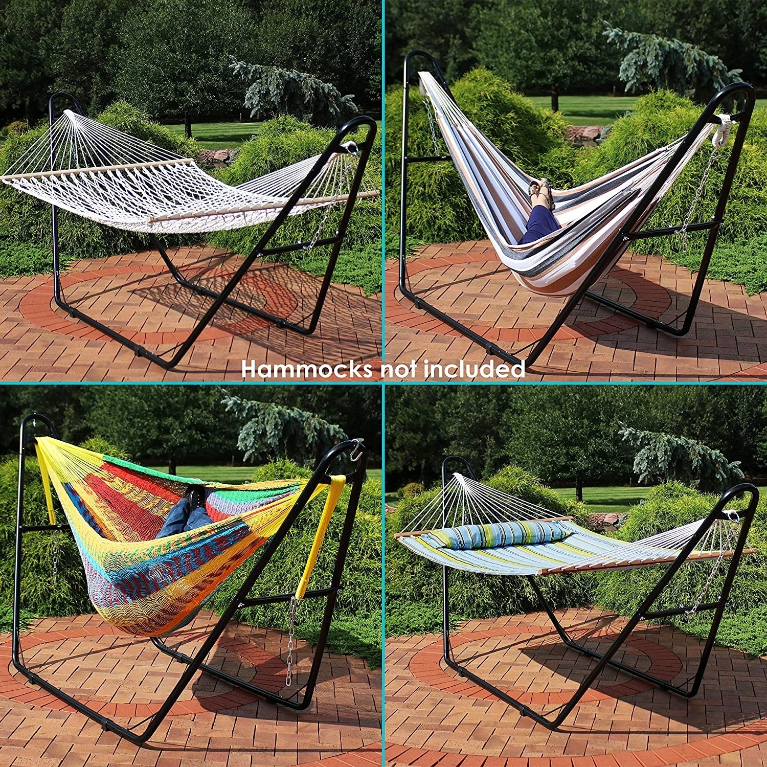 550-Pound Capacity Universal Multi-Use Heavy-Duty Steel Hammock Stand, 2 Person, Fits Hammocks 9 to 14 Feet Long, Black