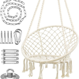 BODI Hot Selling Round Cotton Rope Boho Swings Macrame Outdoor or Indoor Hanging Chair