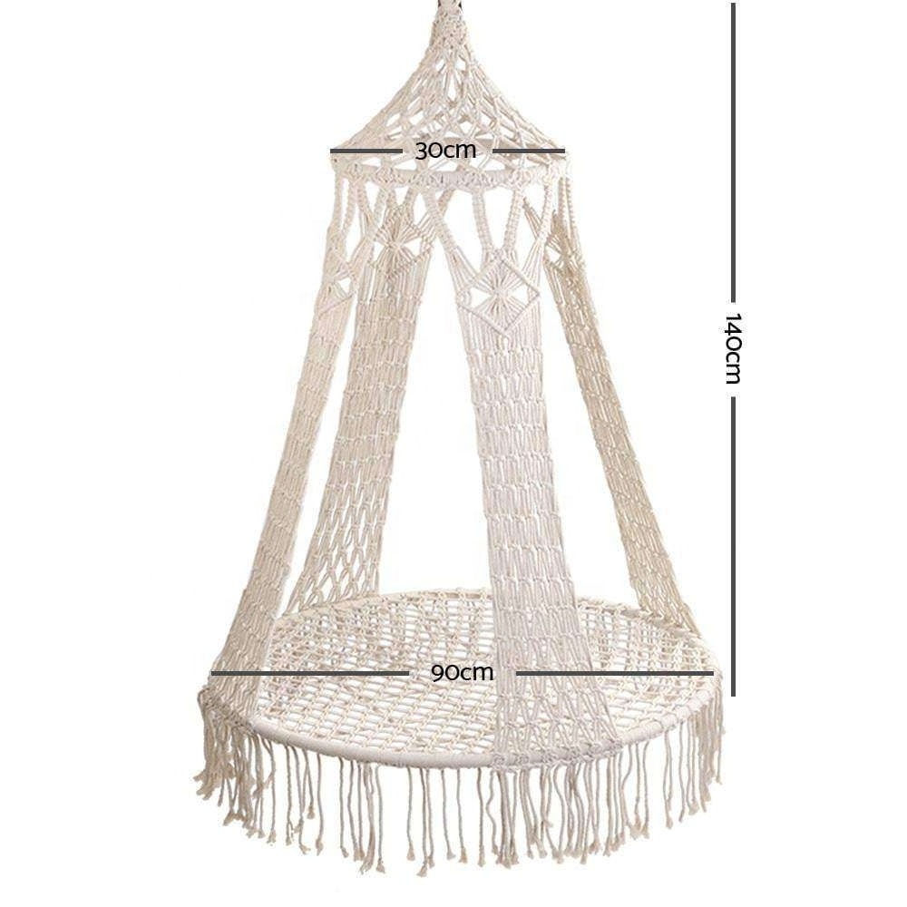 BODI Cream Boho Cotton-Blend Hammock Swing Chair round cotton home swing & hammock chair hammock chair hanging rope swing