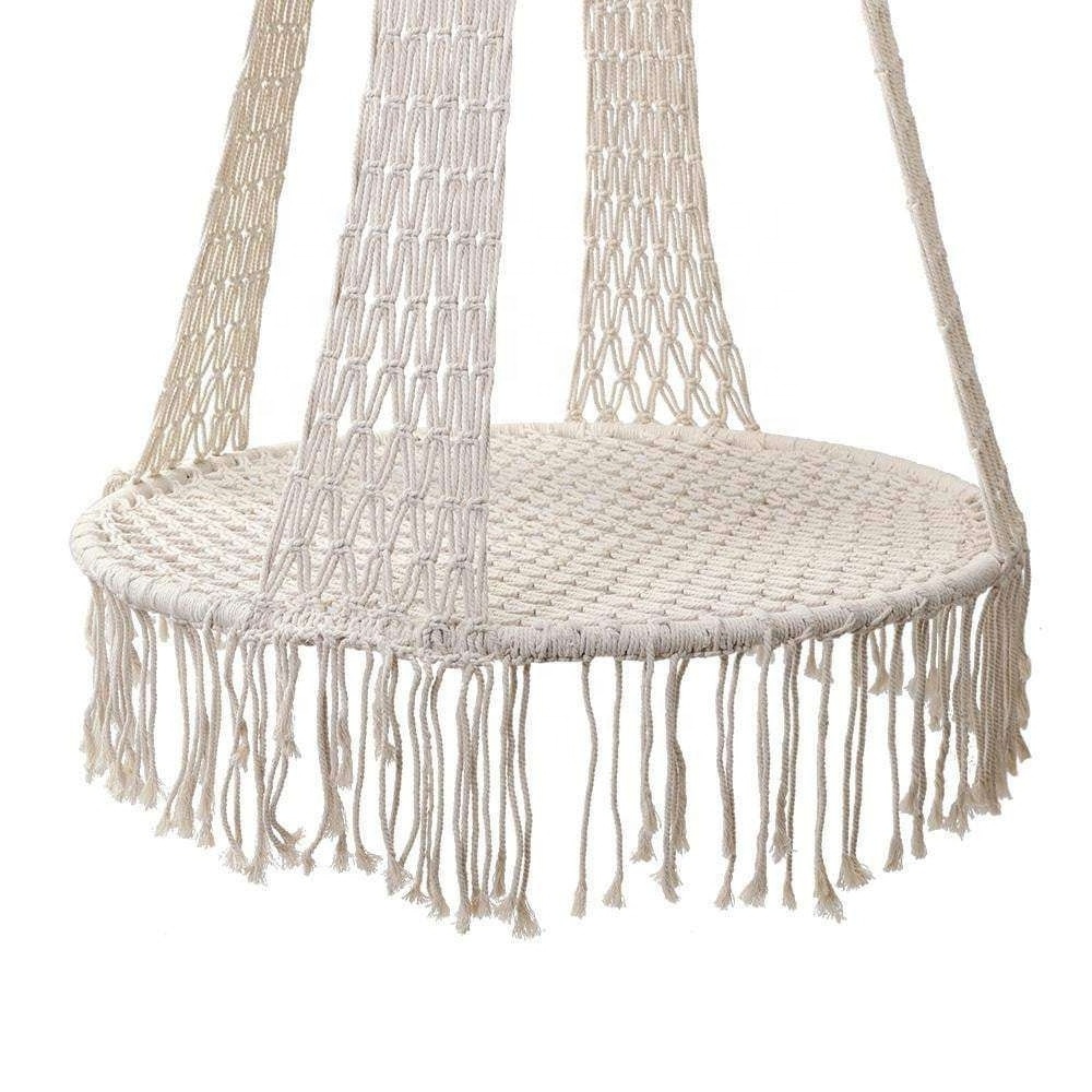 BODI Cream Boho Cotton-Blend Hammock Swing Chair round cotton home swing & hammock chair hammock chair hanging rope swing