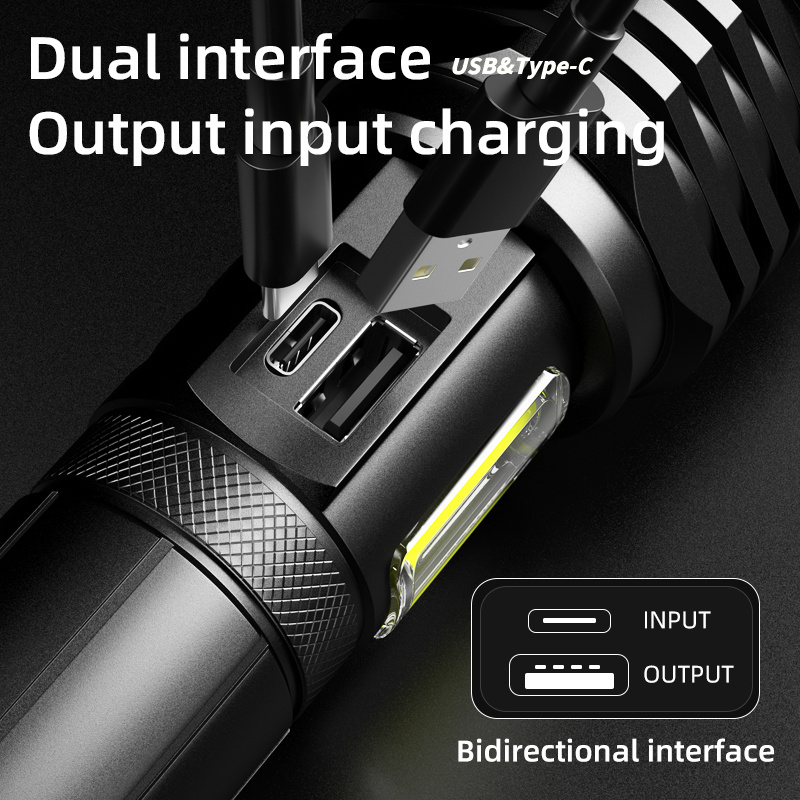 Professional Tactical zoomble waterproof flashlight for diving 50w white laser flashlights