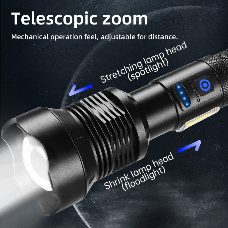 Professional electroshock defense flashlight aluminum rechargeable tactical flashlight laser