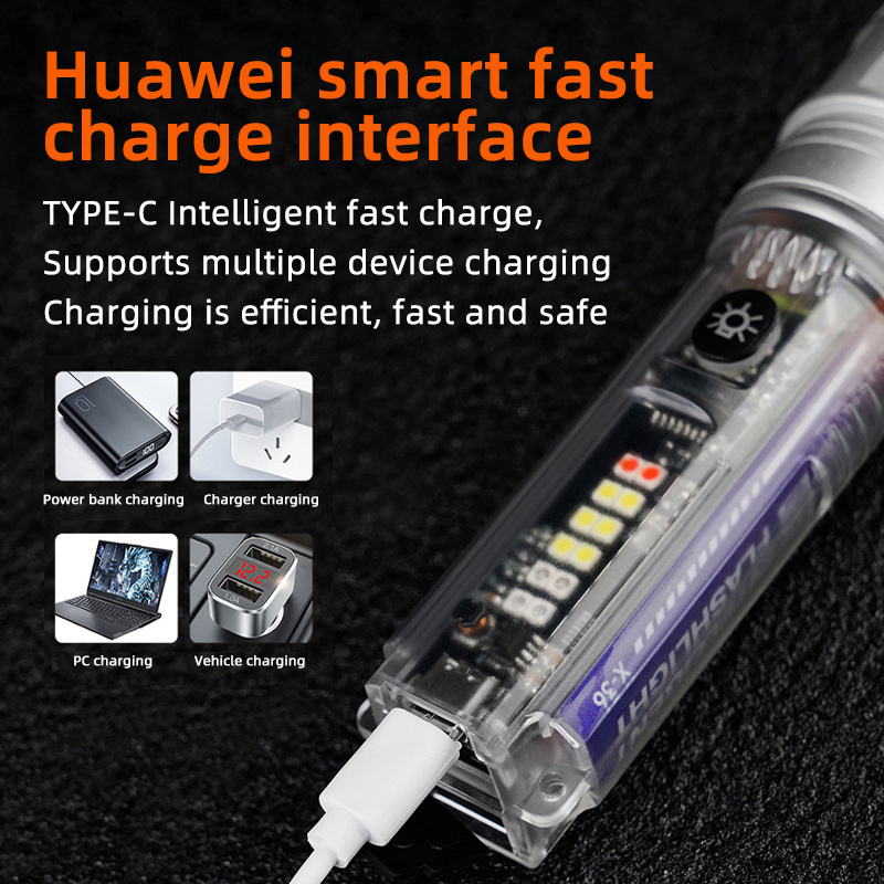 Powerful white laser flashlight torch 7 mode zoomable rechargeable flashlight high power led flashlight