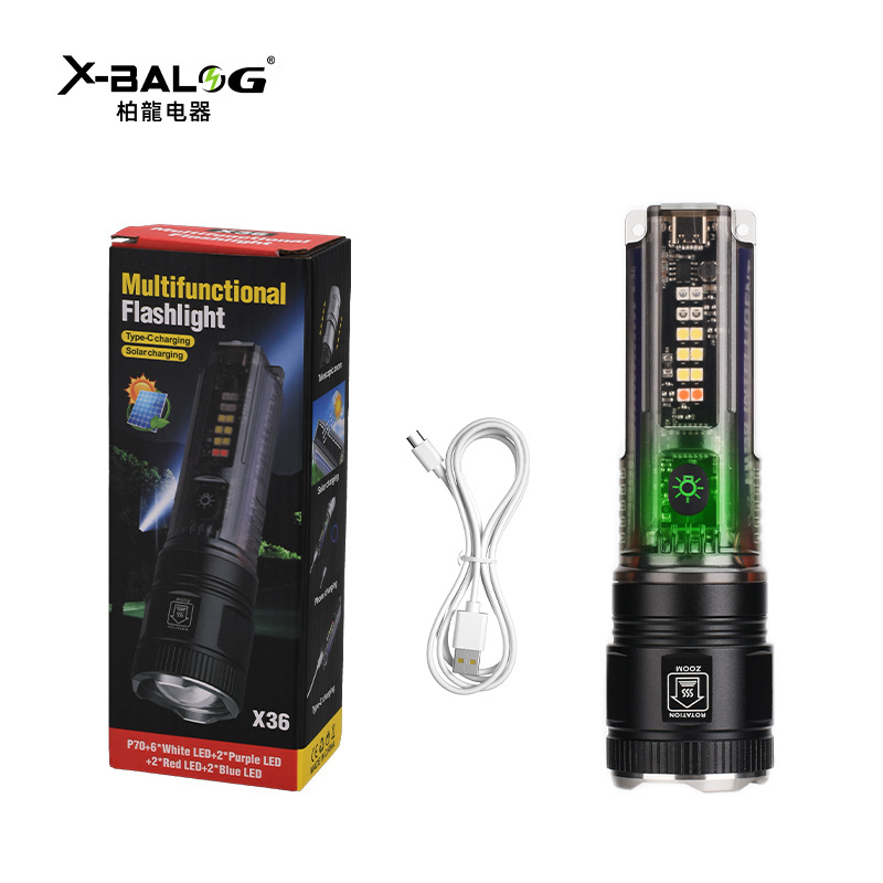 Powerful white laser flashlight torch 7 mode zoomable rechargeable flashlight high power led flashlight