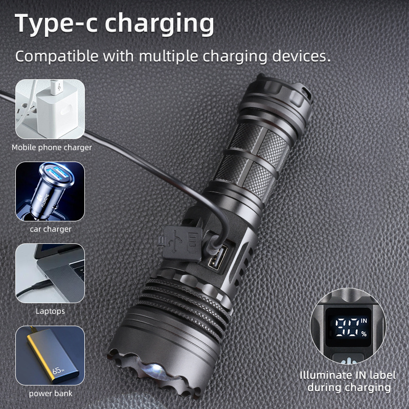 Portable dimmable flashlight tactical powerfull laser multifunctional zoom flashlight