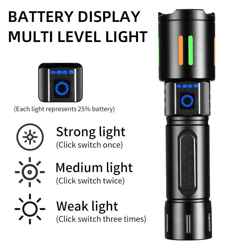 Strong light camping flashlight 10w led detachable headlights zoom flashlight portable