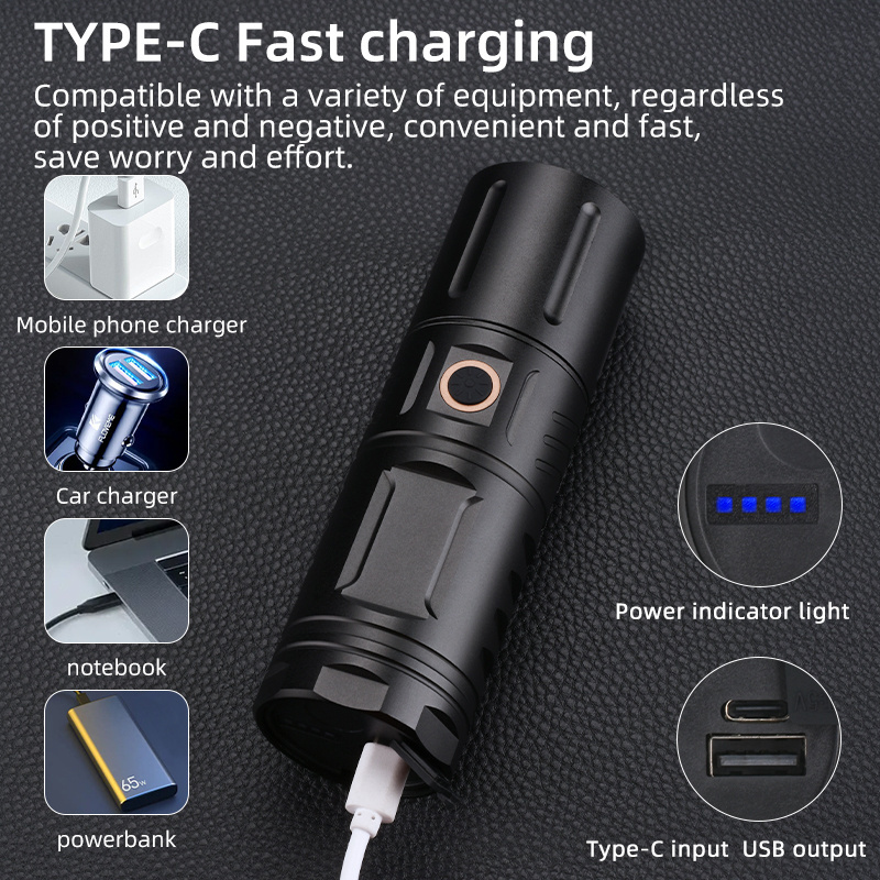 High quality usb rechargeable tactical led xhp50 flashlight super bright flashlight laser flashlight