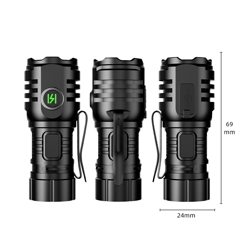 White laser spotlight rechargeable flashlight 8 mode aluminum mini led light pen flashlight with clip