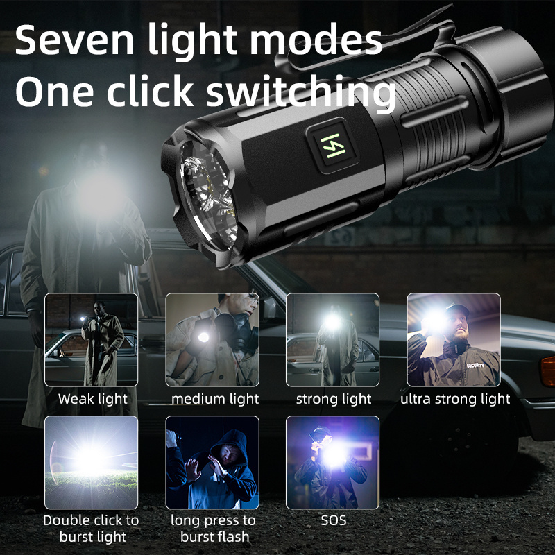 High quality Strong light flashlight with logos rechargeable battery fast track flashlight torch