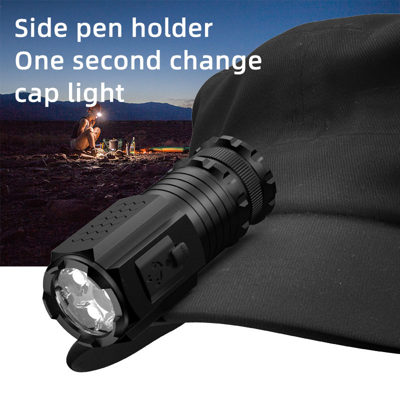 Mini flashlight portable 1600 Lumen EDC light with magnet, rechargeable usb led flashlight