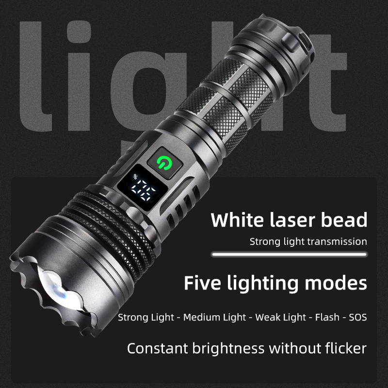 Portable dimmable flashlight tactical powerfull laser multifunctional zoom flashlight