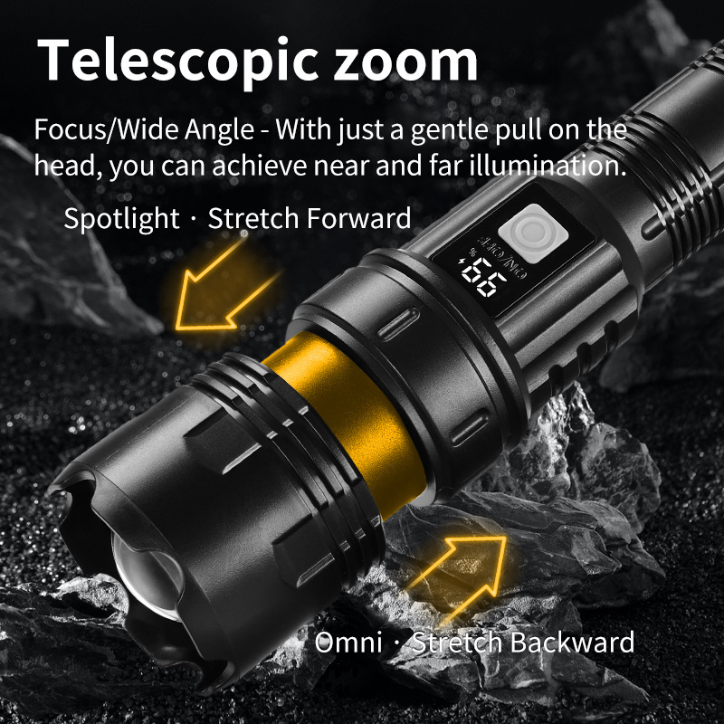 Strong light tactical handheld searchlight multifunctional rechargeable flashlight