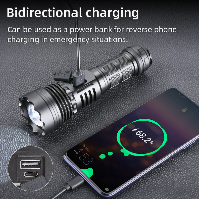 Portable dimmable flashlight tactical powerfull laser multifunctional zoom flashlight