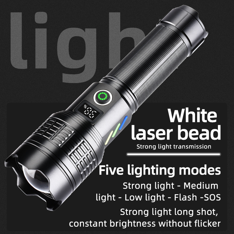 Multi-functional rechargeable strong flashlight 1300lm camping flashlights high lumen